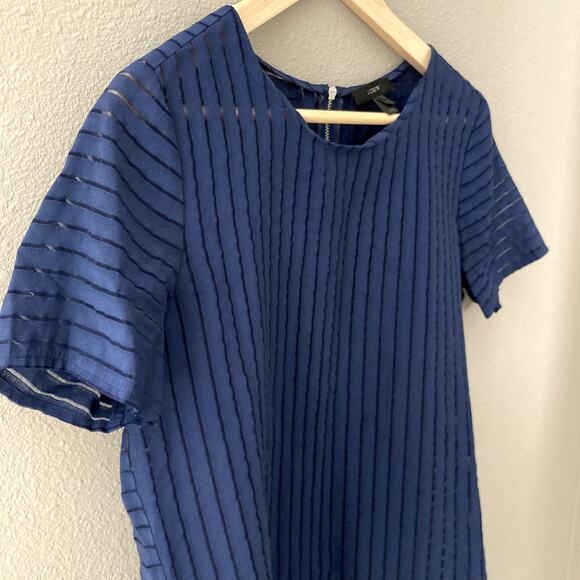 J. Crew Shadow Stripe Top - Semi Sheer - Navy Blue - 6 - Picture 4 of 8